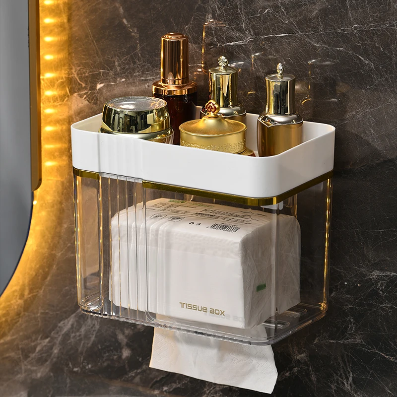 Punch-free Toilet Paper Holder Box Waterproof Storage Toilet Paper Storage Rack Towel organizer Bathroom Tissue Box