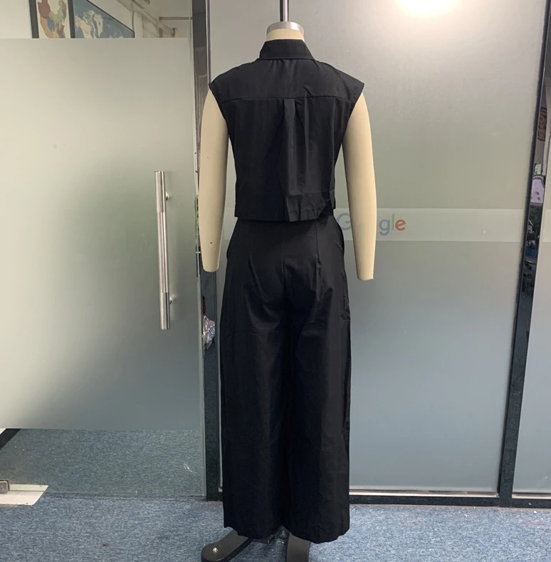 Commuting Style Pants Set for Women's 2024 Spring Summer New Fashion Casual Solid Color Pockets Design Loose Pants Two-Piece Set
