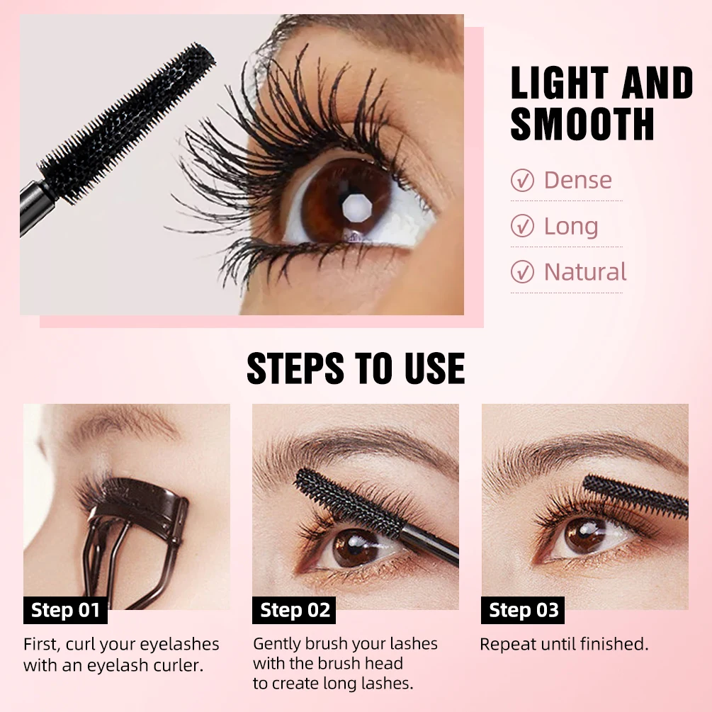 QIBEST Mascara Waterproof 4D Silk Fiber Curling Volume