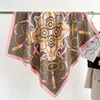 Retro Chain 90cm Printed Large Square Scarf Spring And Autumn Scarf Twill Silk Headscarf All-Match Sunscreen Shawl Female 5