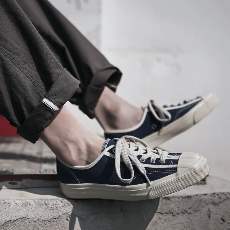 Japan Okayama Japanese canvas shoes men and women Yamamoto style retro Kurume vintage vulcanized shoes 3