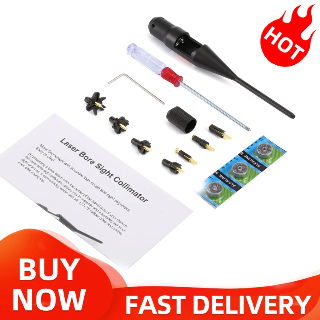 635-655nm Windage Elevation Adjustable Red Laser Boresighter Bore Sighter Kit For Hunting .17 To .78 Caliber Hunting Hand Gun tactical red dot laser brass boresighter cal 223 5 56 9mm 308 7 62 45 30 06 cartridge bore sighter for rifle scope hunting