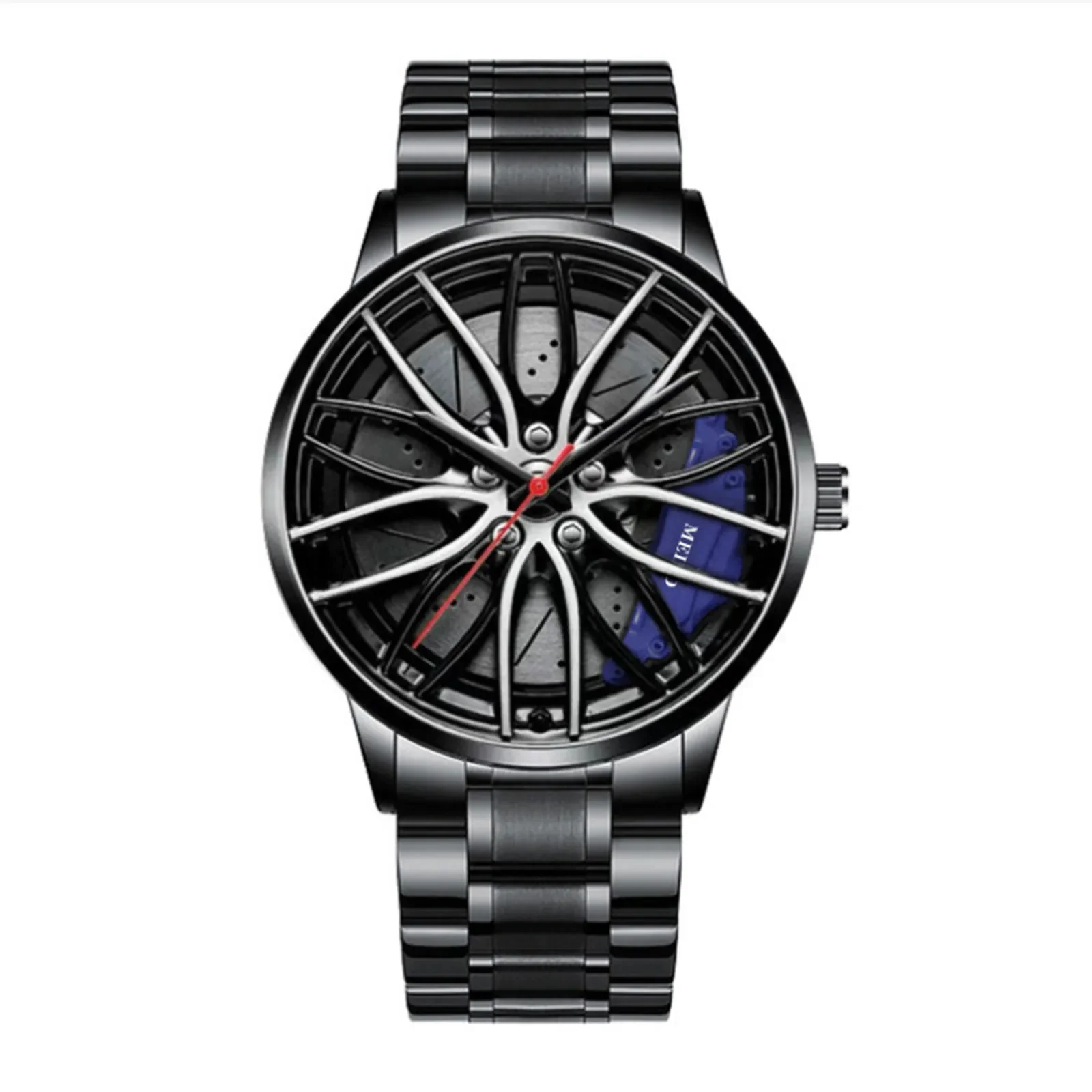Car Watches For Men,Waterproof Stainless Steel Quartz Wrist Watch Sports Men’s Watches With Car Wheel Rim Hub Design - 5
