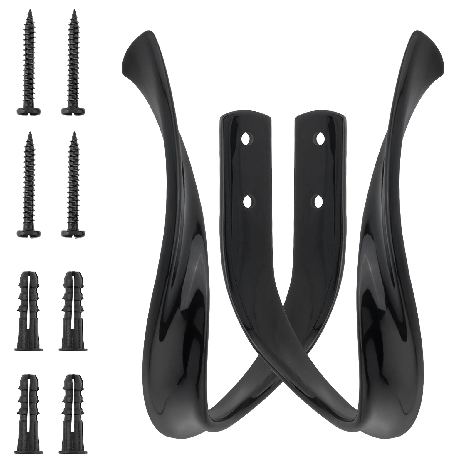 Modern Concise U-shaped Aluminum Alloy Curtain Hooks 2pcs for Living Room/Bedroom/Office with Screws,Wall Mounted Curtain Holder