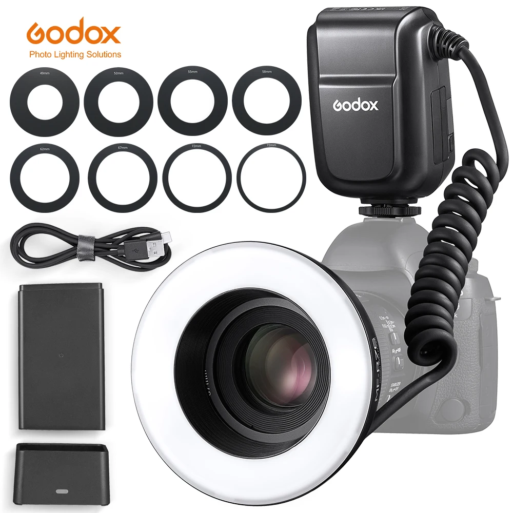 Godox-Anillo de luz LED MF-R76 para cámara Sony, anillo de luz de Flash de Macro, para Canon, Nikon, 5D, 6D, 7D, 60D, 70D, 80D, D850, A7MIV _ AliExpress Mobile