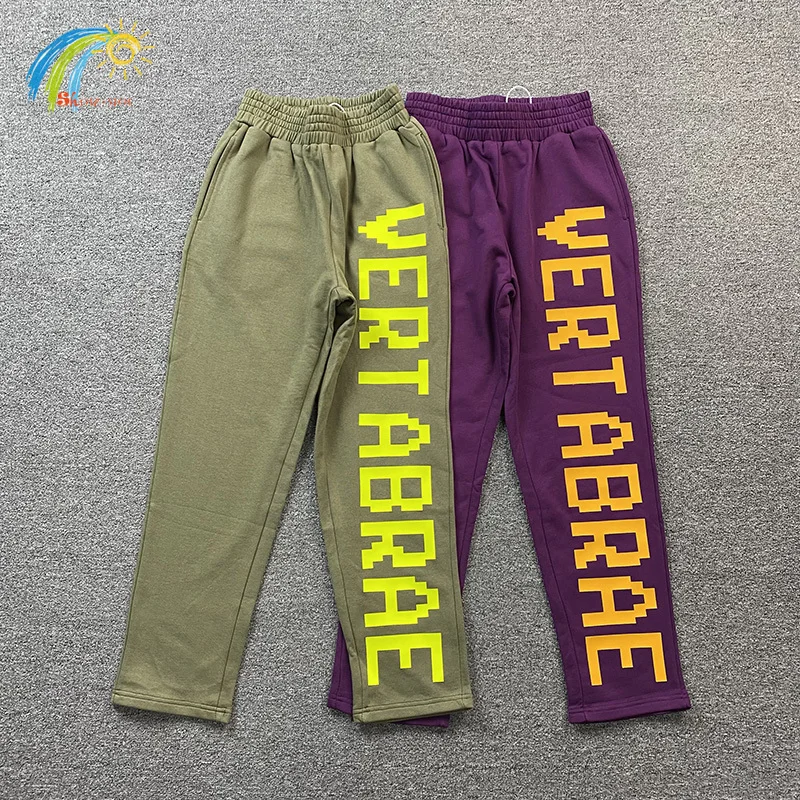 

23FW Men Women Jogger Grass Green Purple Vertabrae Sweatpants High Quality 100% Cotton Casual Pants Trousers Inside Tags