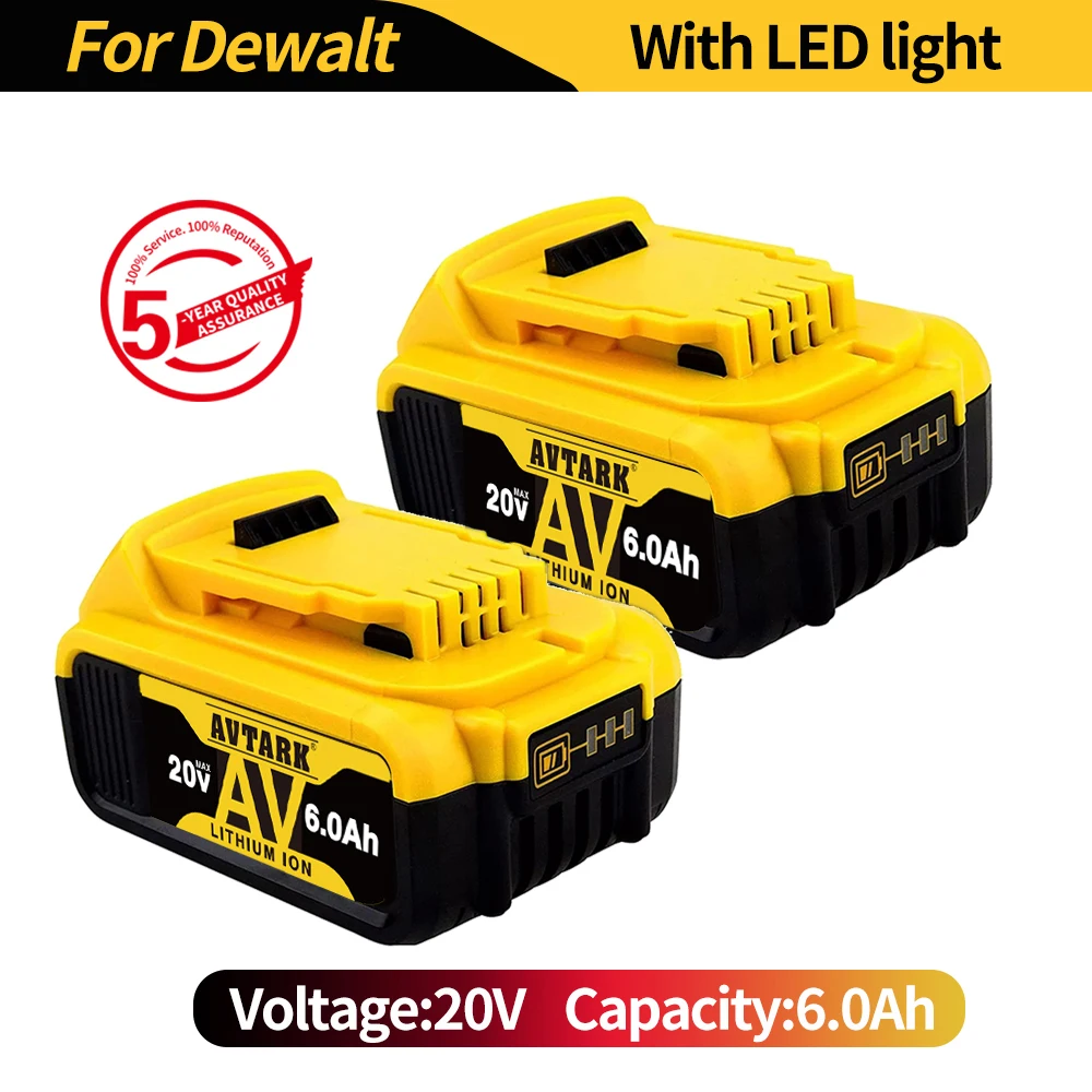 

Новый аккумулятор 20 в 206 Ач для электроинструмента DeWalt DCB205 DCB DCB181 DCB182 DCB200 20 в 3A 5A 6A 18 в 20 в