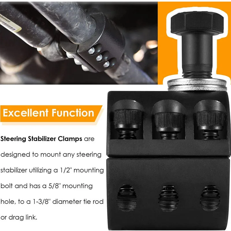 Steering Stabilizer Tie Rod Clamp (1-3/8" OD tube) Fits for Jeep Wrangler JK TJ XJ ZJ MJ 2007-