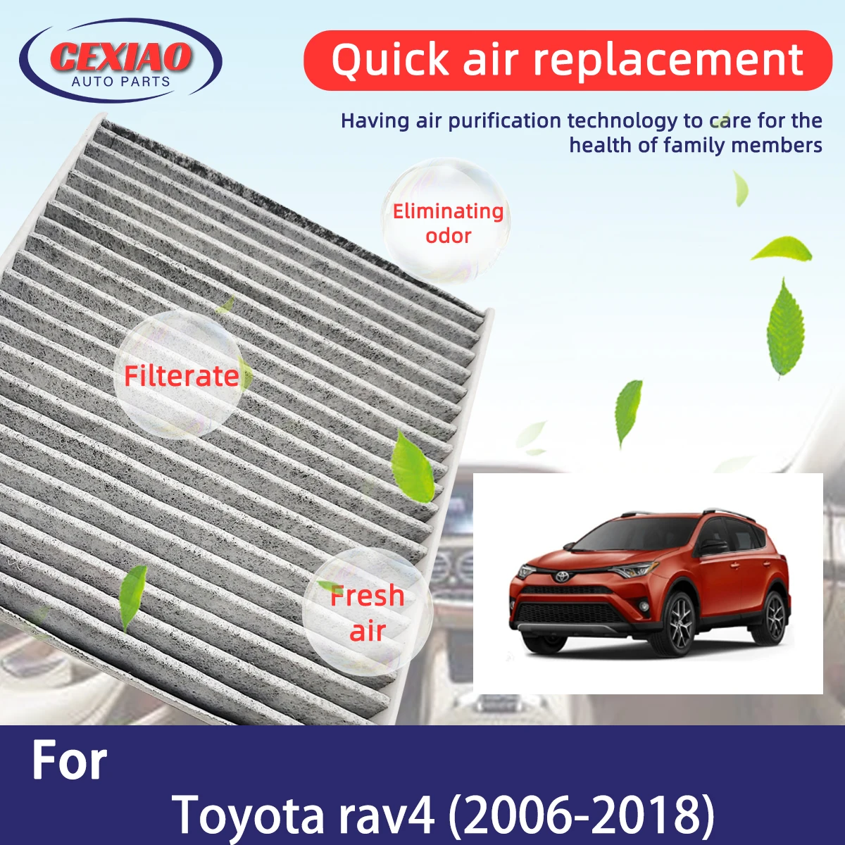 Car Cabin Air Filter For Toyota RAV4 2006- Auto Filters Carbon Fiber P3875WS 80219-SHJ-A01 80292-SDA-407 80292-SDA