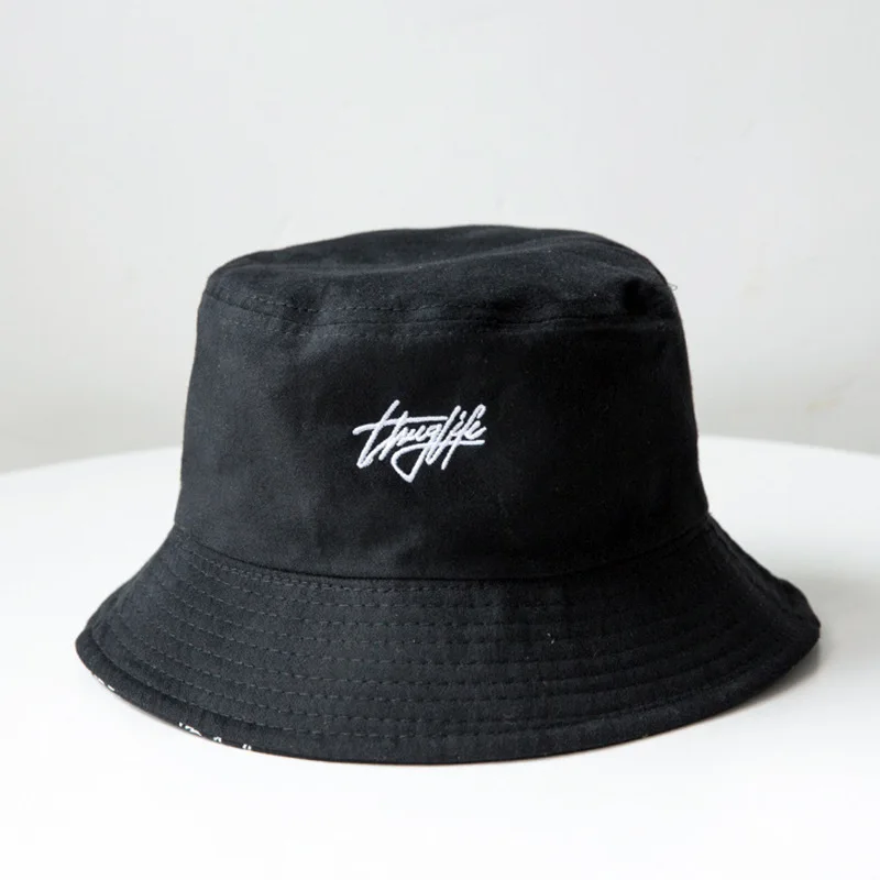 Fashion Graffiti Letters Print Cotton Bucket Hat For Men Women Double-sided Wear Wide Brim Sun Hats Soft Foldable Fisherman Caps sun hats fisherman hat denim bucket hats sunscreen hats bucket hats sun hat