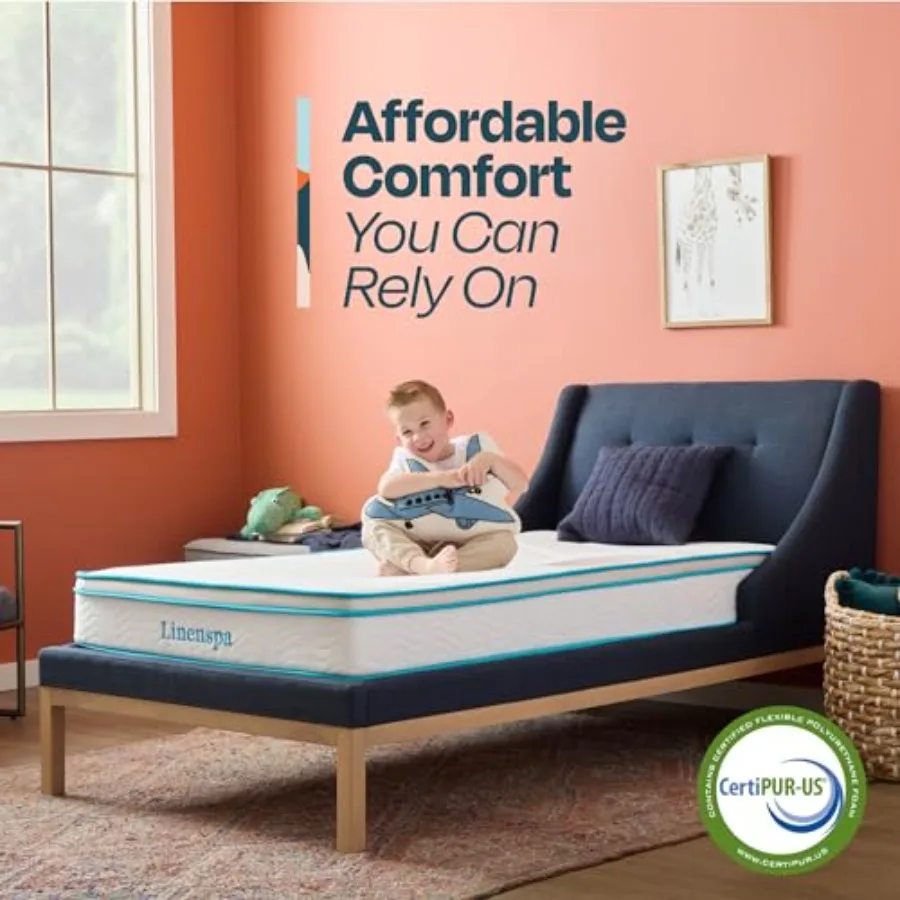 8 Inch Memory Foam and Spring Hybrid Mattress with Medium Firm Feel for Guest and Bedrooms Bed in a Box Design with Adaptive Su