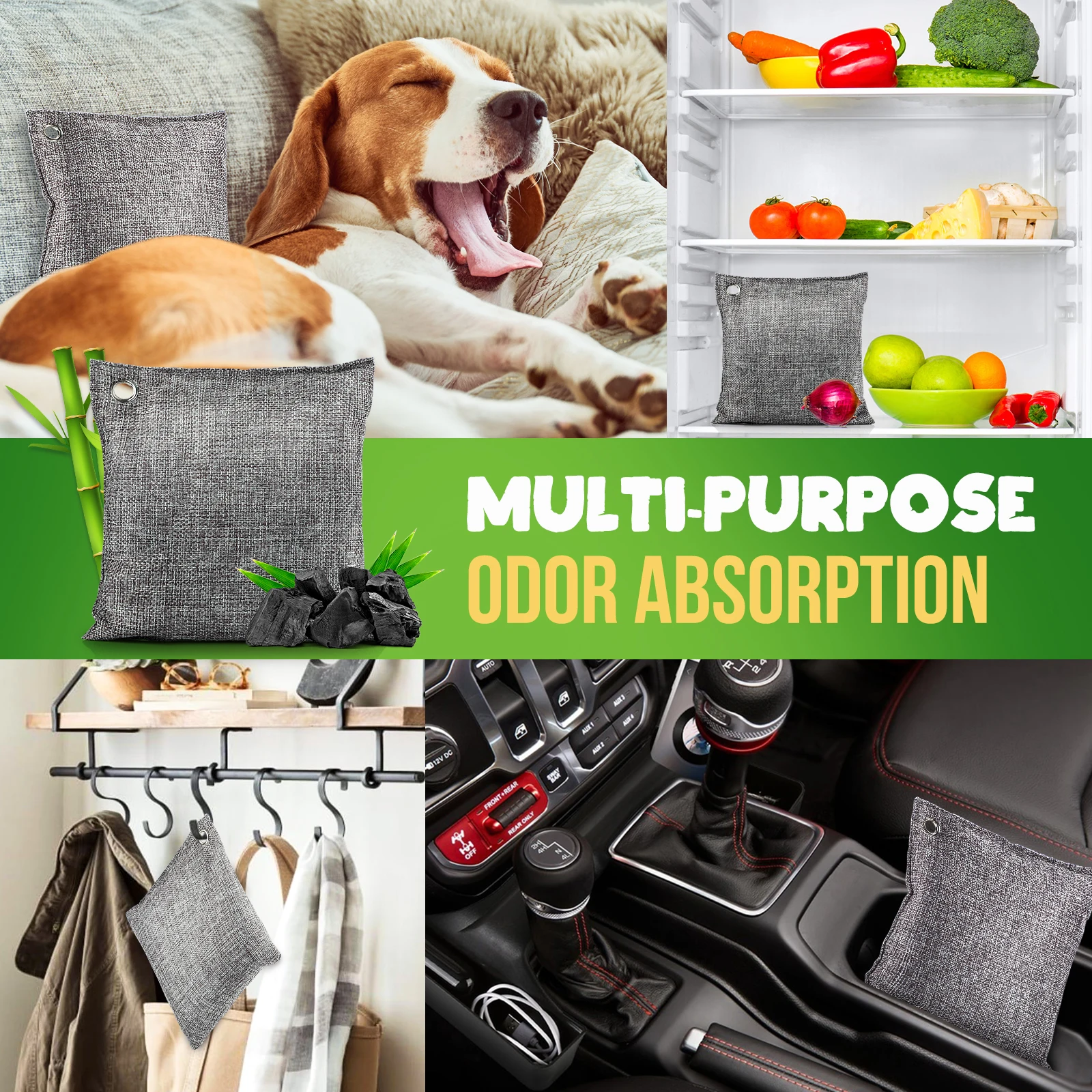 Bamboo Charcoal Air Purifier 10pcs Natural Bamboo Charcoal Bags Air Purifying Activated Charcoal Odor Absorber for Room Closet Car