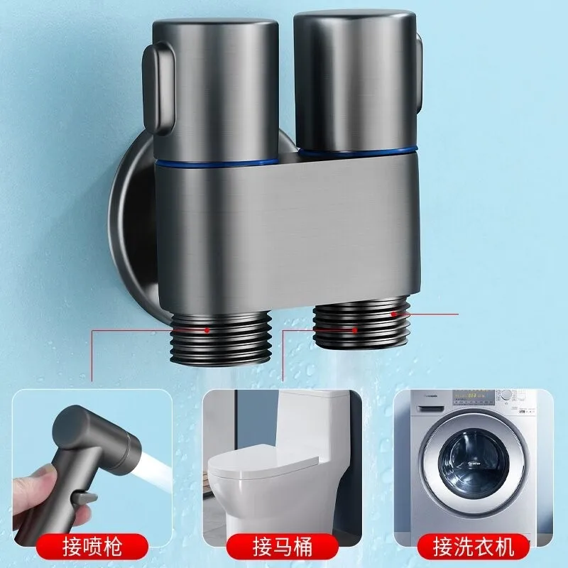 1-in-2-out Dual Control Valve, Double Control Mini Shower,Extra Long Hose High Pressure Bathroom Faucet Kit for Bidet And Shower 6