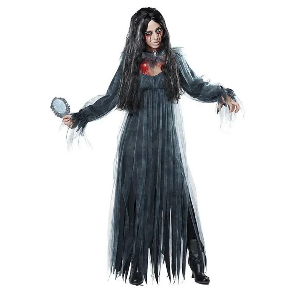 Halloween Women Zombie Ghost Bride Witch Vampire Cosplay Game Horror Demon Costume Ghost Bride Costume Black Gauze Dress