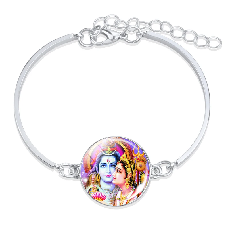 GodShivaVishnuHinduismGlassCabochonBraceletBangleMenWomen
