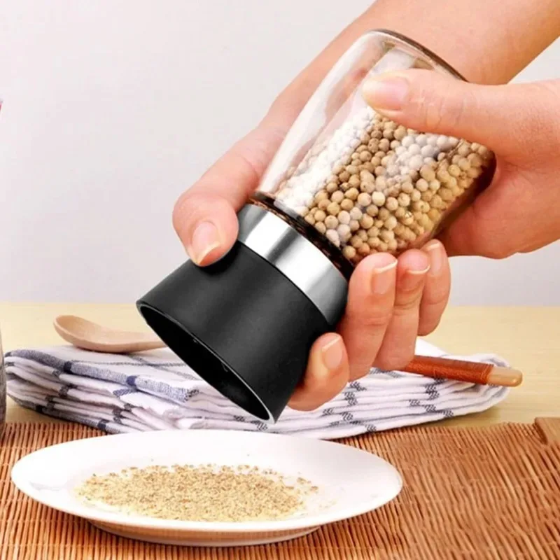 Spice Bottle Salt and Pepper Mill Manual Refillable Adjustable Kitchen Mill Grinds Spices Easy-to-Use Cooking Seasoning Tool