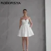 RODDRSYA Lace Mini Strapless Wedding Dresses Satin A-Line Sleeveless Brial Gowns With Bow Backless свадебное платье Custom 1