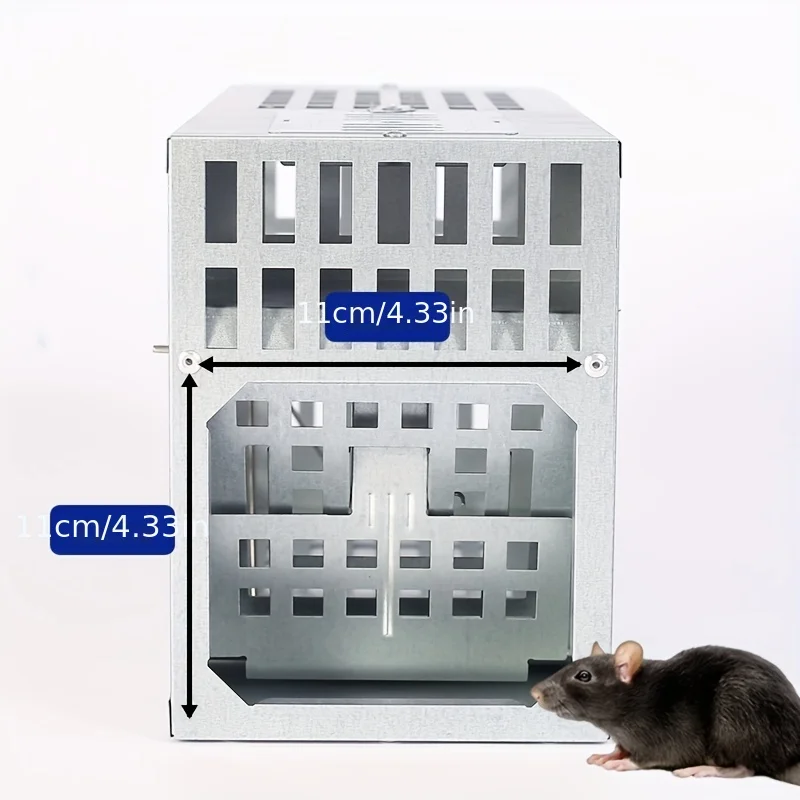 Piège à rats mécanique double porte en acier galvanisé ouvert, prêt à être appâté et installé.