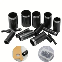 Round Hole Punch Set, Hollow Punch Cutter Tool with Storage Case for Leather Craftsmanship (Black)