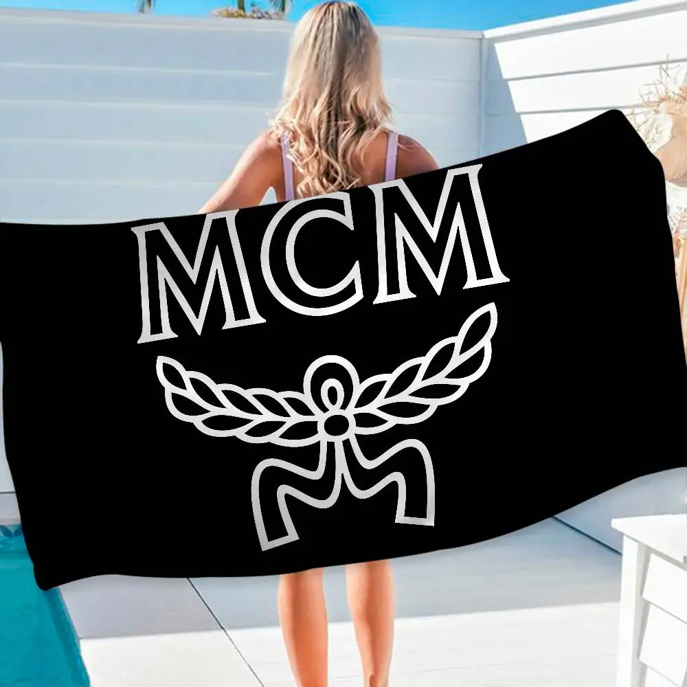 Fashion M-MCM Logo Microfiber Blanket Quick Drying Beach Towels Oversized Printing Super Absorbent Pool Towel Blanket