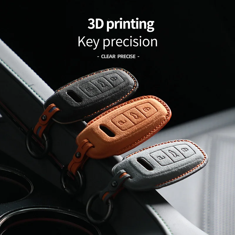 Alcantara Car Key Remote Case Cover Suede Shell Keychain For Audi Q8 RSQ8 A6 C8 S6 RS6 A7 S7 RS7 A3 8Y A8 D5 RS E-tron GT Q4 Q7 key case cover key case car key shell remote control case cover