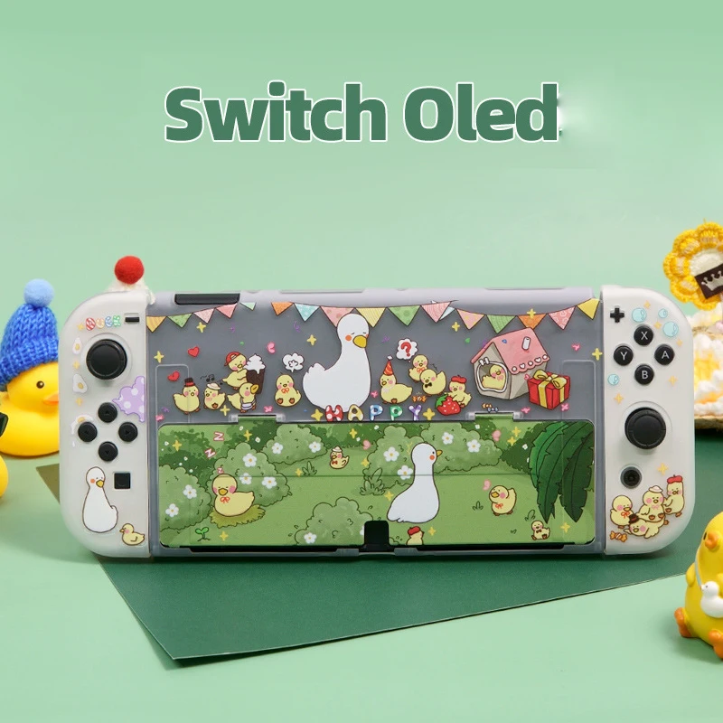 Happy Duck Switch Custodia Protettiva Oled Custodia Rigida Per Pc Con Custodia Protettiva Morbida Per Joycon Per Custodia Oled Per Nintendo Switch