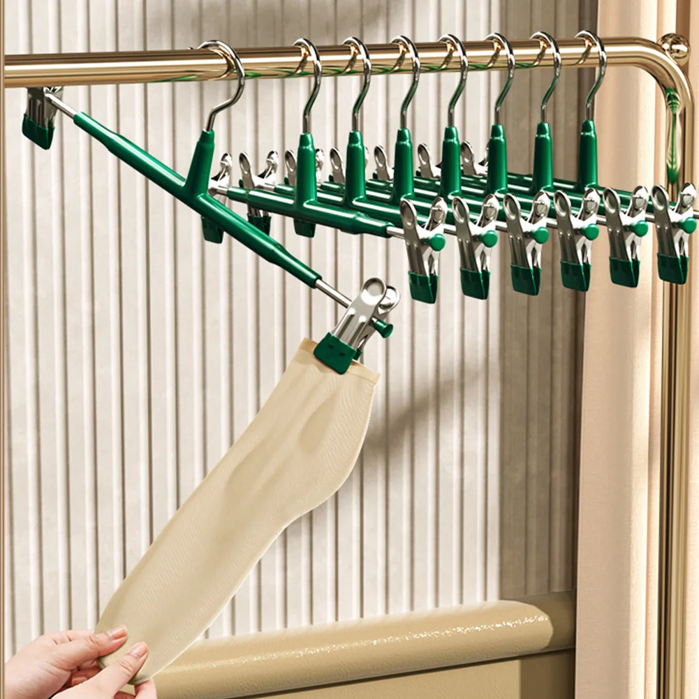 10PCS Pant Hangers Heavy Duty with Adjustable Clip Pants Skirt Hangers Non Slip Shorts Hangers Saving Space Stainless Steels 3
