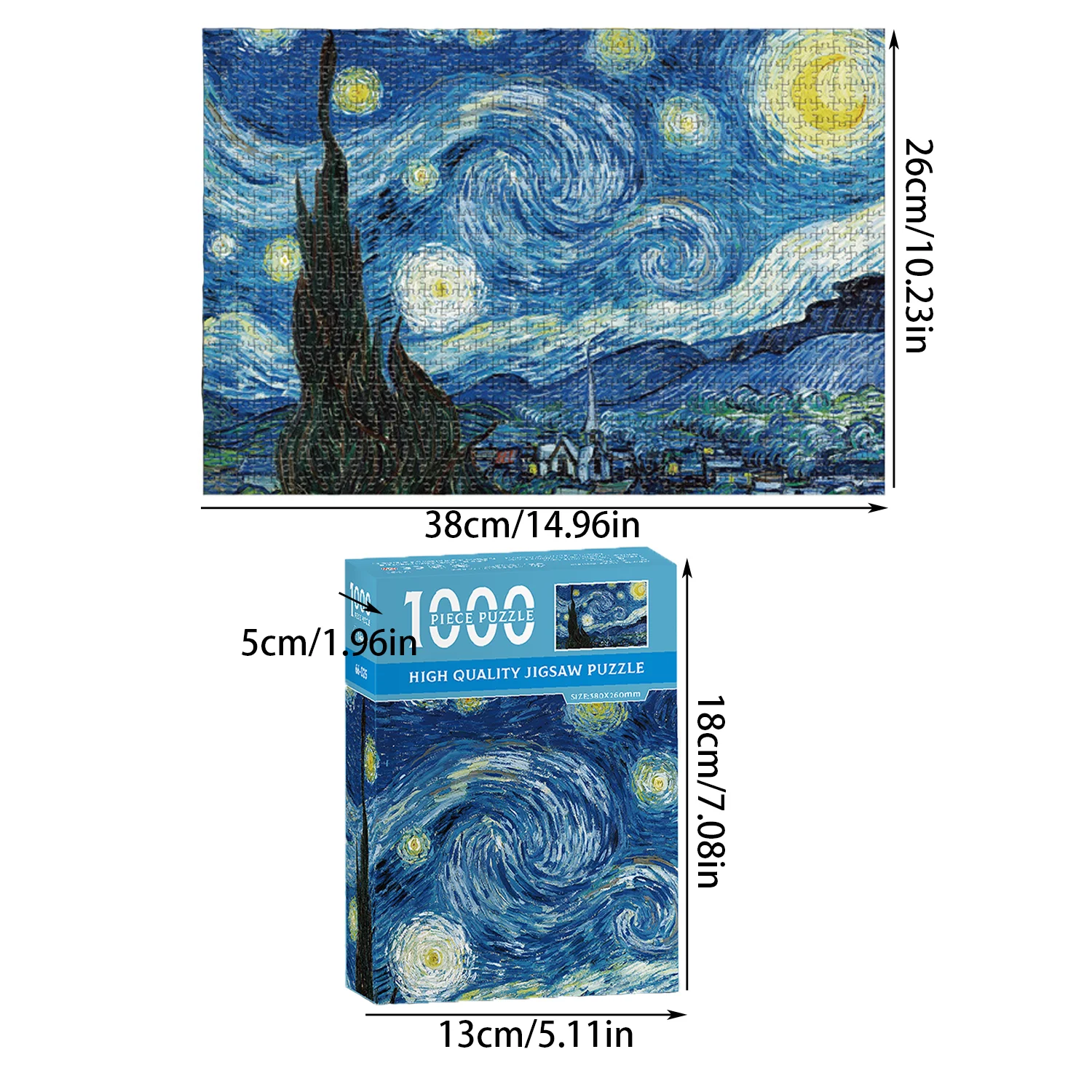 1000 Piece Micro Jigsaw Puzzle - Starry Night By Van Gogh (26 × 38cm)