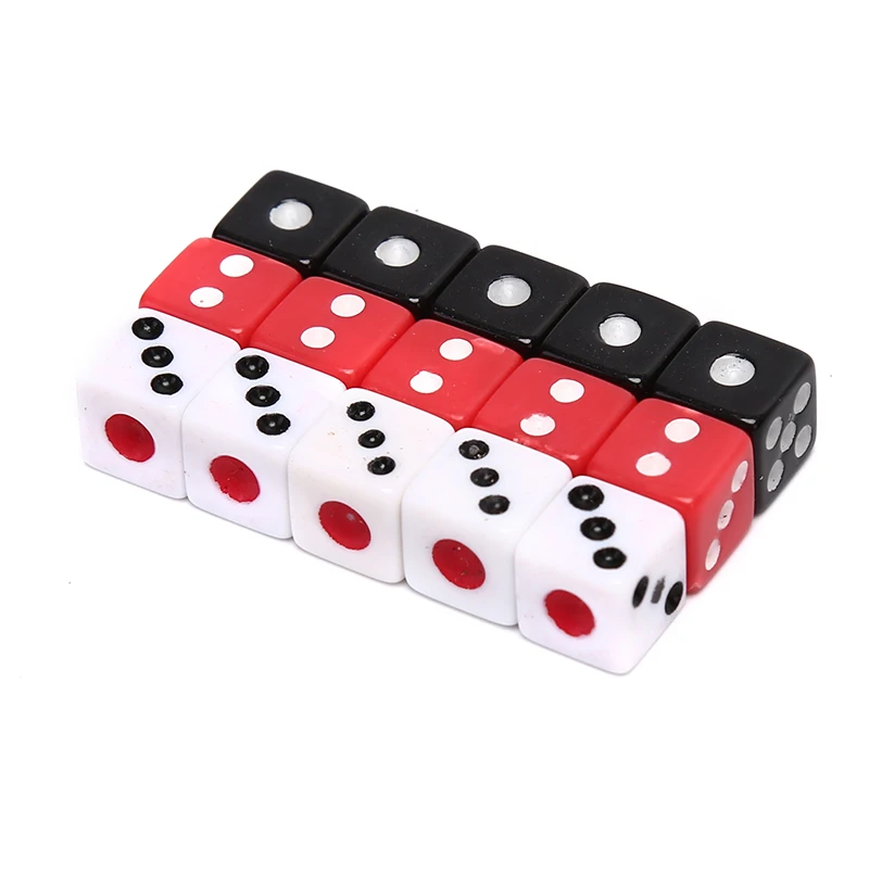 Dobbelstenen set, 5 witte acryl dobbelstenen met afgeronde