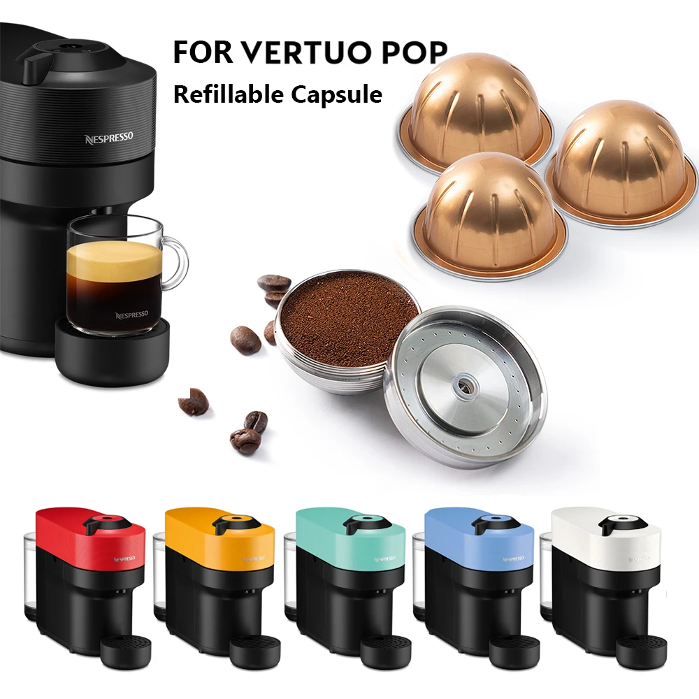 Capsules de café rechargeables Vertuoline, pour Nespresso Vertuo POP,  réutilisables, en acier inoxydable, filtre avec dosette d'origine -  AliExpress