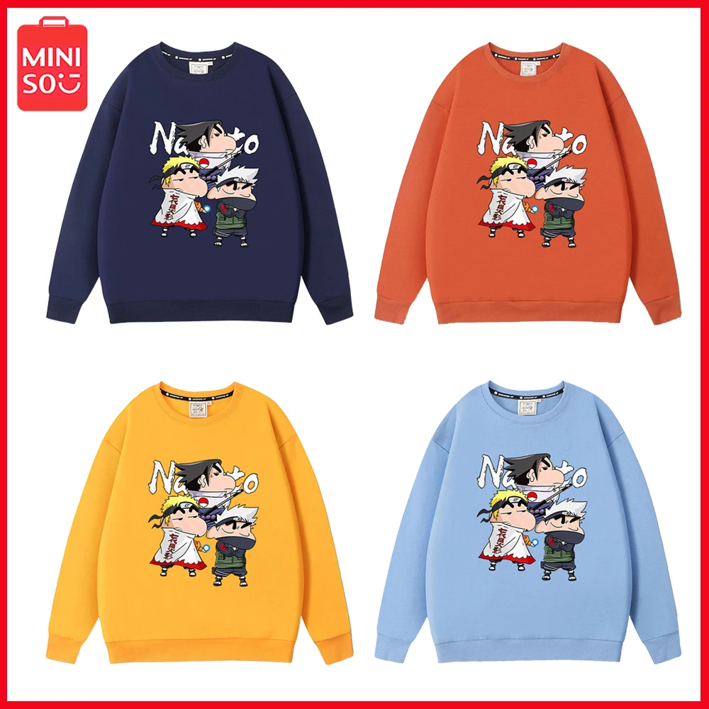 

2023 Miniso Crayon Shin Chan Cartoon Print Student Cotton Long Sleeve Men Women Round Neck Autumn Winter Padded Hoodie Birthday