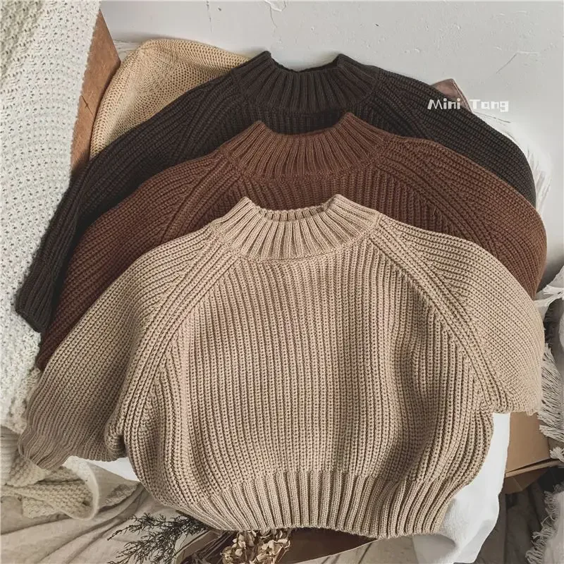 

Korean Children Thickened Thick Needle Jumper 2023 New Baby Half-high Neck Bottoming Knit Sweater Winter Clothing