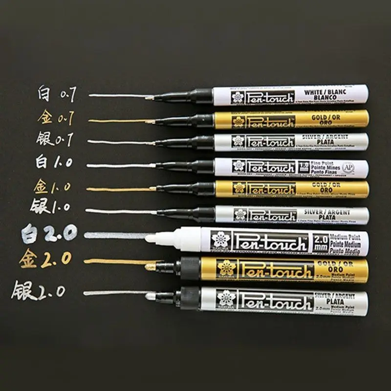 Sakura White Gold Waterproof Permanent Oily Marker Pen School Office Supply Paint Tire CD Glass Cup Artist Comic Drawing Tool deli waterproof permanent marker 1 5mm write line school office supply business mark paper glass metal pen artist drawing tool