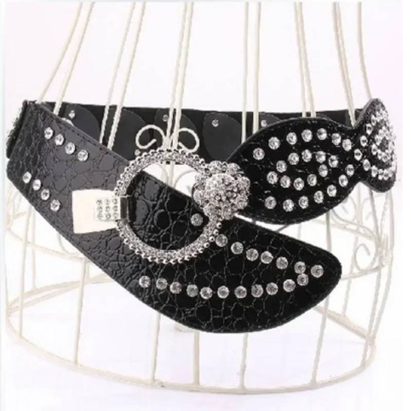 

Fashion Rhinestone Belt Strap Luxury Crystal Studded Elastic Corset Belt For Wome Jean Cinto De Strass Girl Clothes Decoration