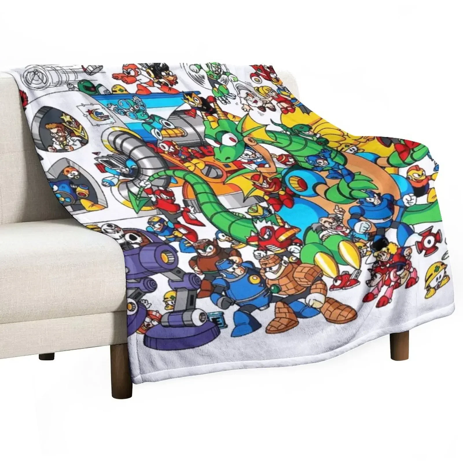 

Mega Man and all of his enemies Throw Blanket Sofa Quilt Blankets For Bed Blankets