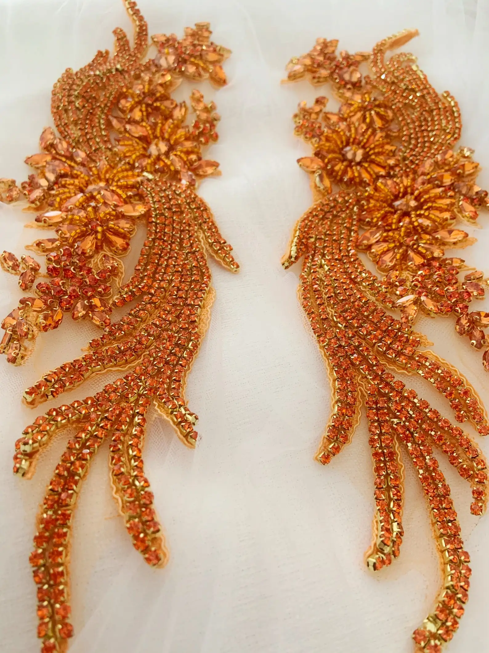 

Orange Crystal Beads Applique for Wedding Garter Bridal Garter Making