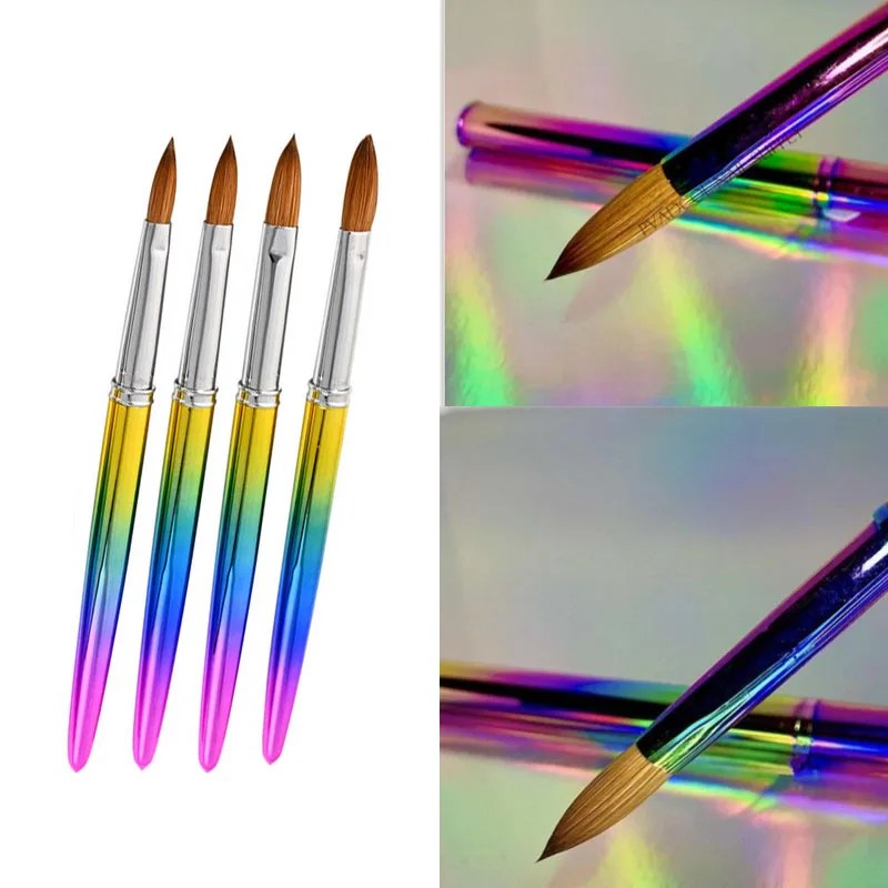 

4 Kinds Of Different Sizes 100% Kolinsky Gradient Color Acrylic Powder Nail Drawing DIY Manicure Tool Nail Art Pen UV Gel Brush