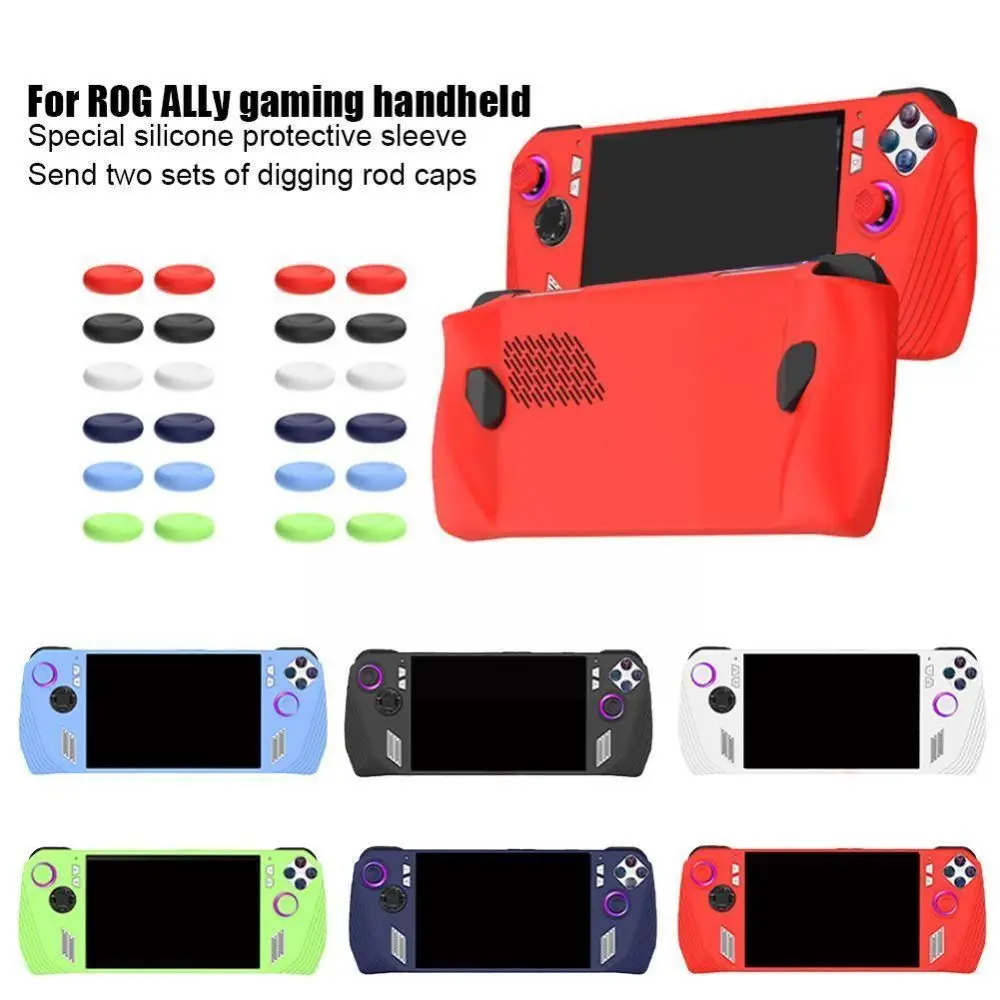 

Soft Silicone Protective Cover for ASUS ROG Ally Case With Rocker Caps Handheld Game Console Shockproof Frame Shell Accessories