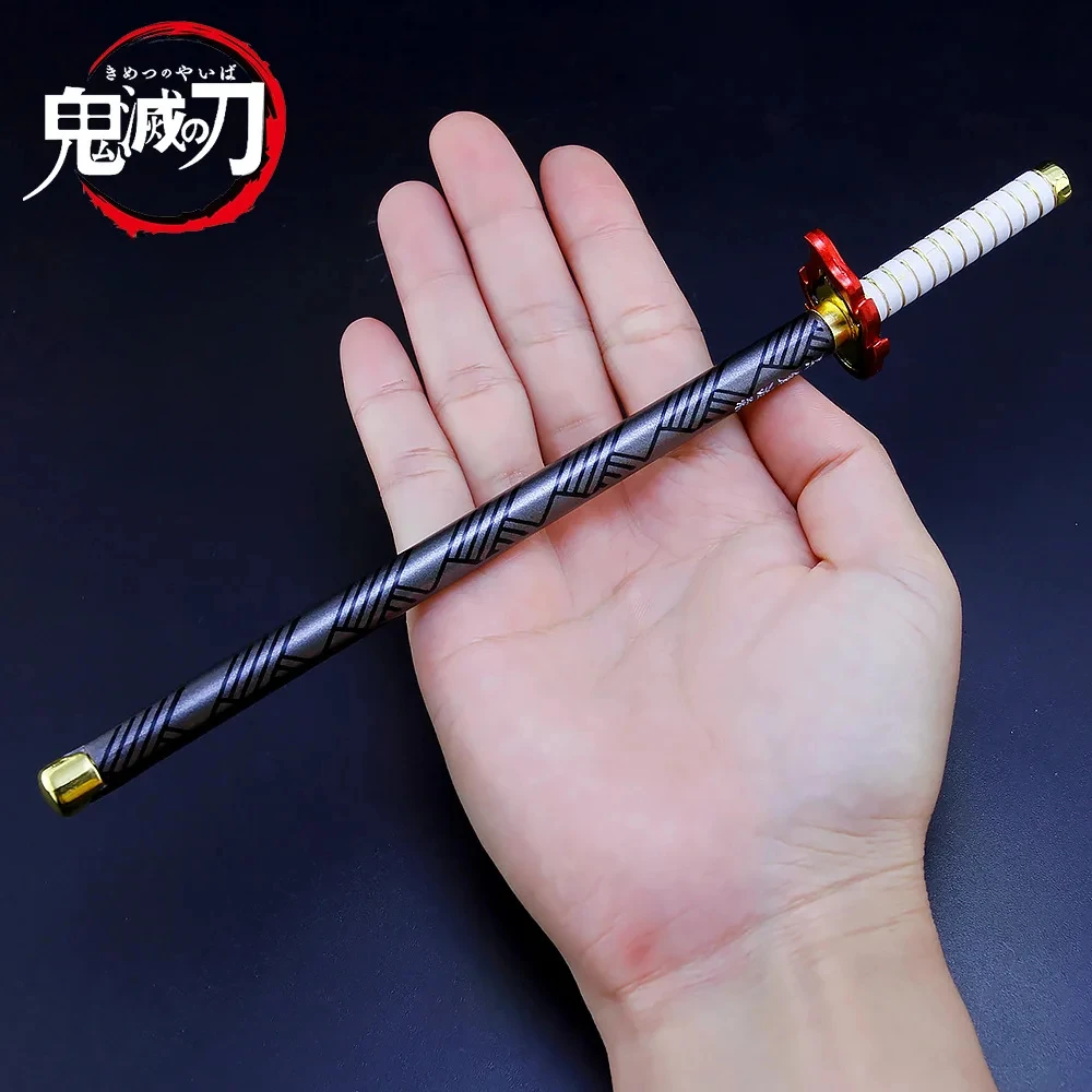 New 20cm Demon Slayer Sword Rengoku Kyoujurou Carbon Pen Alloy Katana Anime Peripherals Weapon stylish Model Festival Gifts Toys 4