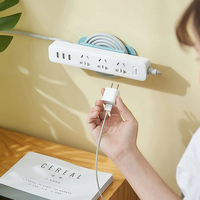 1 Pcs Socket Retainer Wall-Mounted Sticker Punch-Free Plug Fixer Self-Adhesive Fixer Cable Wire Organizer Seamless Power Strip H