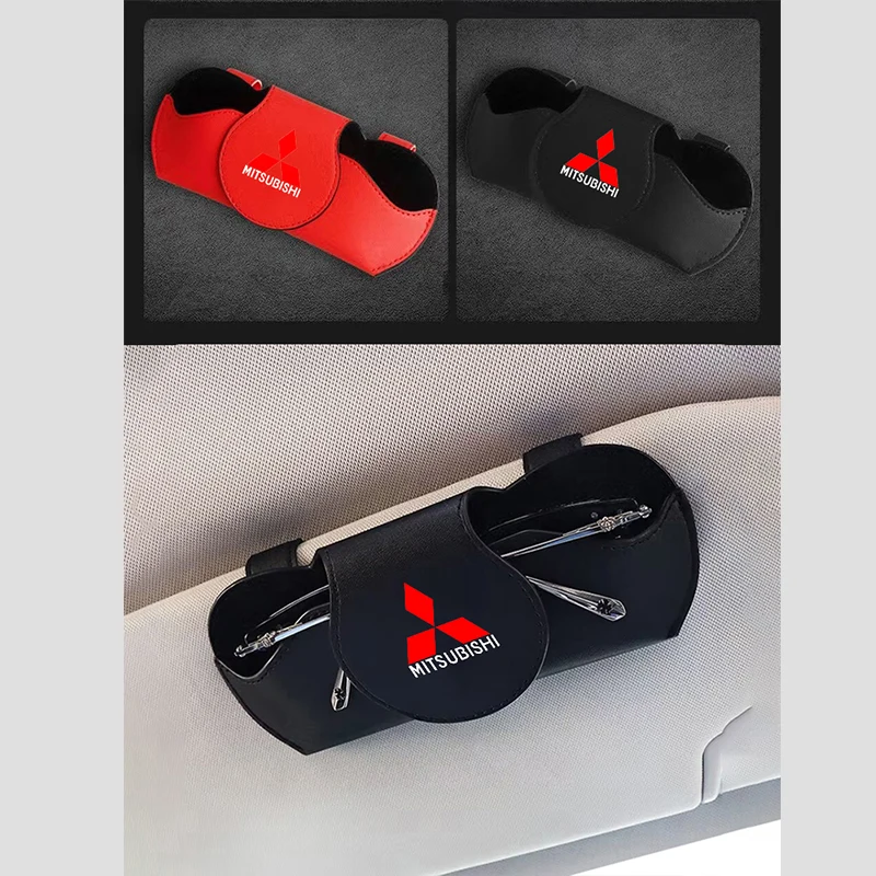 Car Glasses Case Auto Sun Visor Suede Glasses Holder Sunglasses For Mitsubishi Asx Lancer Outlander Pajero Ralliart Car car accessories