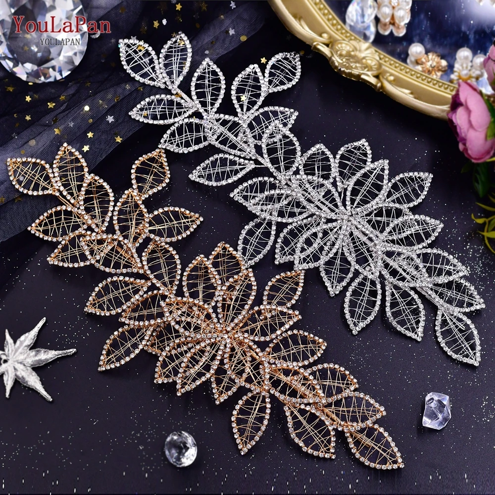 YouLaPan Hollow Leaf Headband for Woman Rhinestone Bridal Headpiece Wedding Hair Accessories Bridesmaid Bride Headdress HP256A