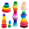 Baby Montessori Educational Toys Rainbow Pebbles Wooden Blocks Stacking Game Wooden Constructor Toys For Children Gifts 1