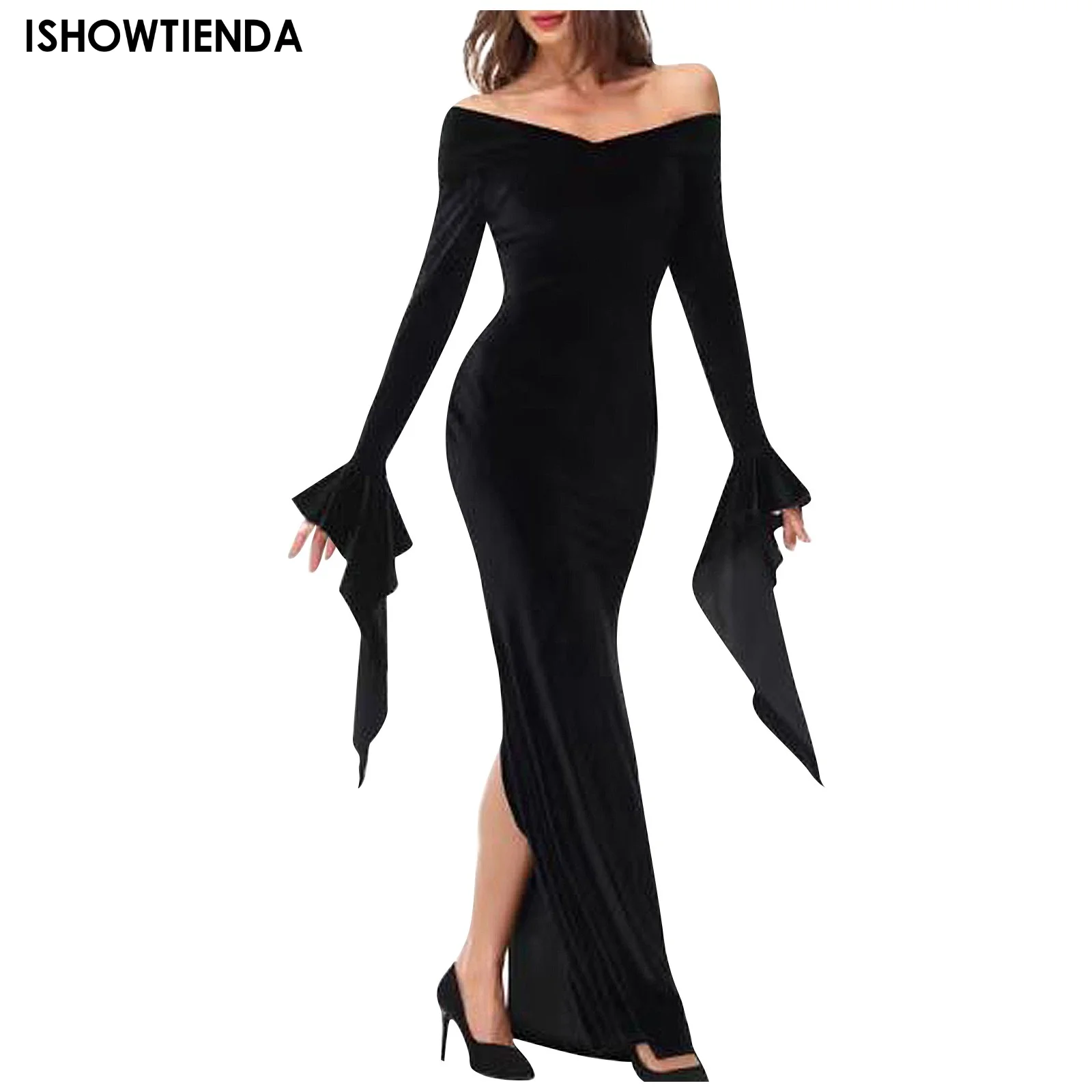 

Women's Halloween Carnival Dress Sexy One Shoulder Long Sleeve Party Costume Halloween Slit Long Middle Ages Renaissance Dress
