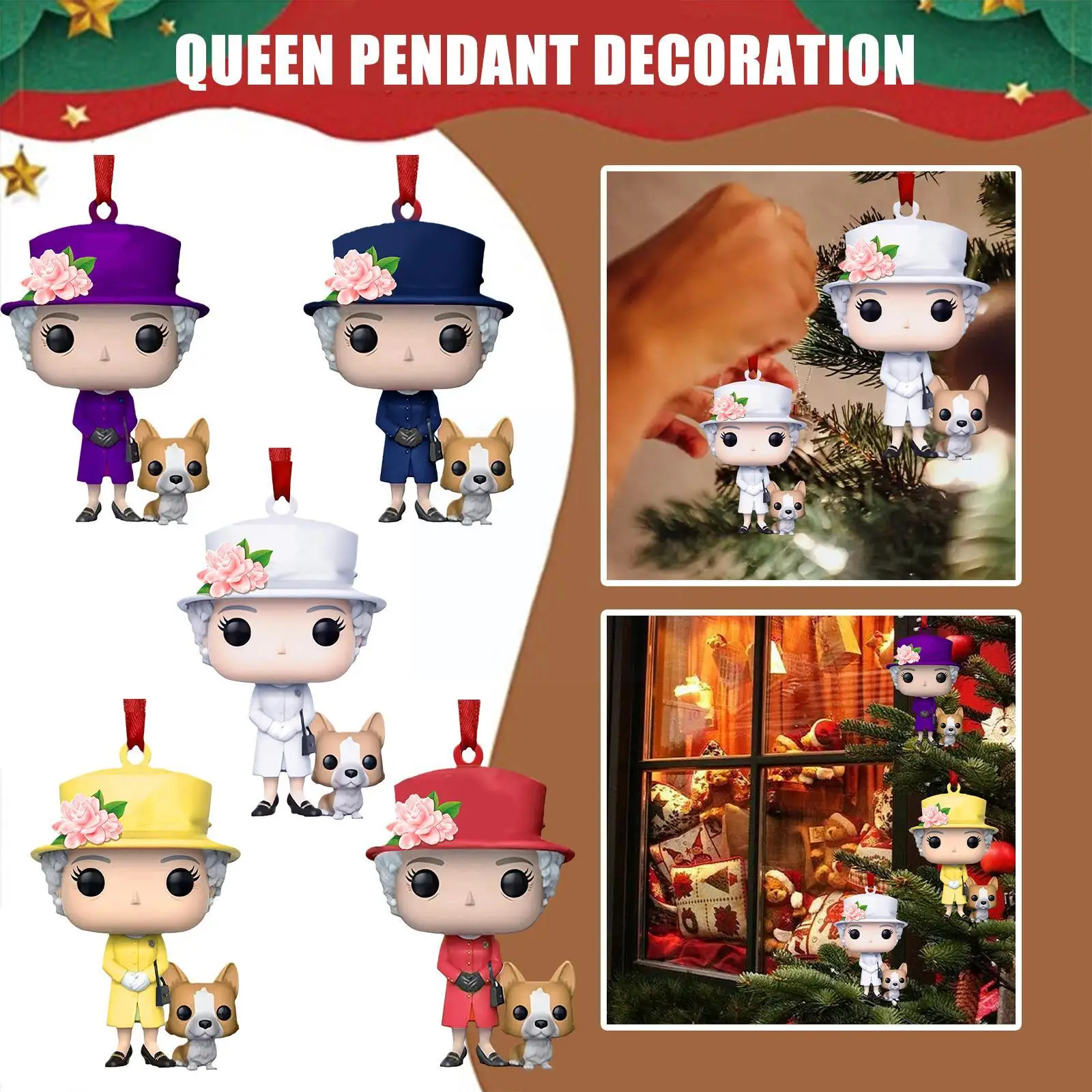 Queen Elizabeth Ii Pendant Hanging Tree Ornaments Union Supplies Christmas Jack Flag Party Favor Decorative christmas decorations