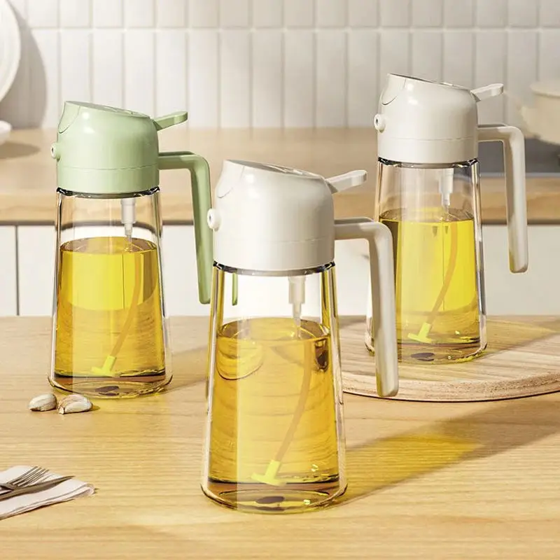 2 in 1 household oil spray pot automatically opens and closes, pours out edible oil spray atomization bottle