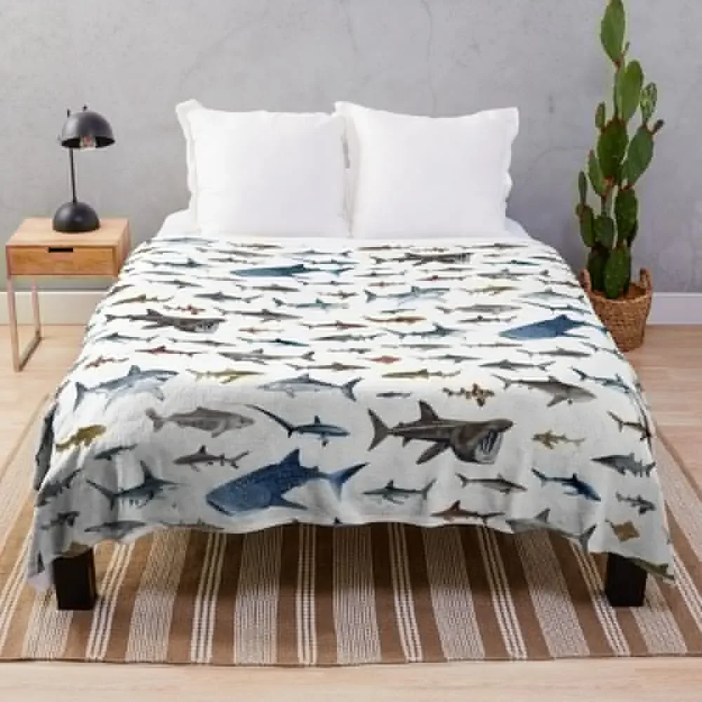 Sharks Poster-White Throw Coperta Nap Idee Regalo Di San Valentino Coperte Decorative