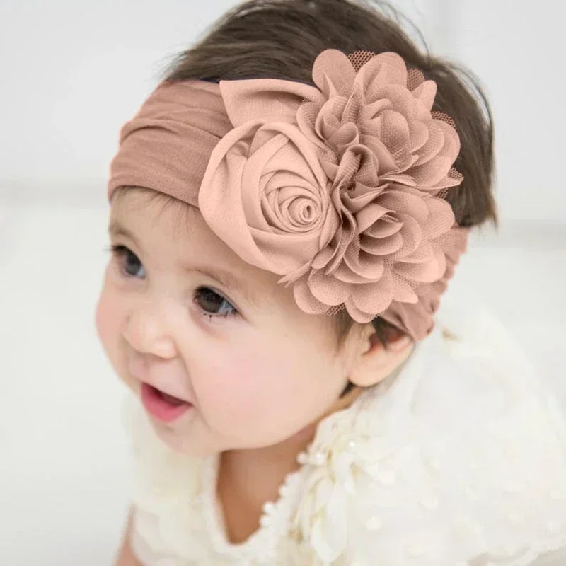 

Kids Headwear Soft Stretch Flower Headband Knot Wide Nylon Headwraps Baby Girls Hair Bands Photo Props for Newborn Accessories
