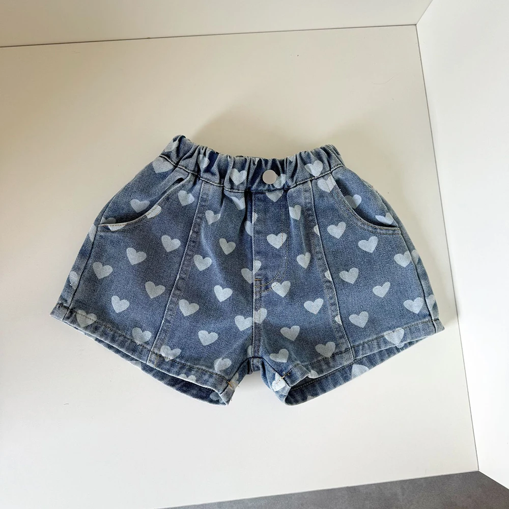 Girls Denim Shorts Elastic Waist Summer