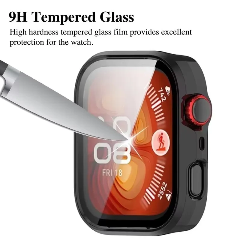 Breathable Silicone Strap with Protective Tempered Glass Screen and HD PC Case